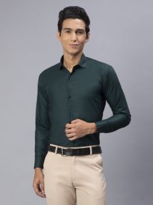 Blackberrys Men Solid Formal Green Shirt