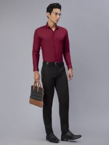 Blackberrys Men Solid Formal Maroon Shirt