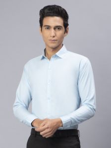 Blackberrys Men Solid Formal Sky Blue Shirt
