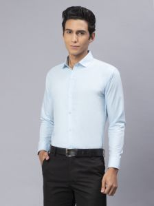 Blackberrys Men Solid Formal Sky Blue Shirt
