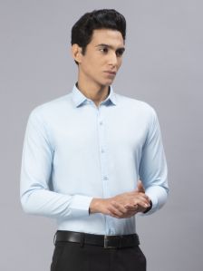 Blackberrys Men Solid Formal Sky Blue Shirt