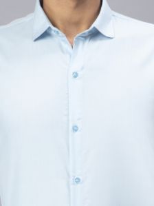 Blackberrys Men Solid Formal Sky Blue Shirt
