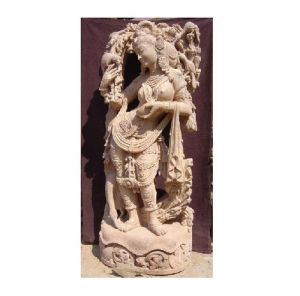 Red Stone Decorative Apsara Sculpture