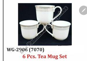 White Ceramic Tea Cup Set of 6 Pcs
