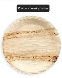 8 Inch Round Shallow Biodegradable Palm Leaf Plate