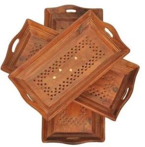 Designer Wooden Serving Tray Set