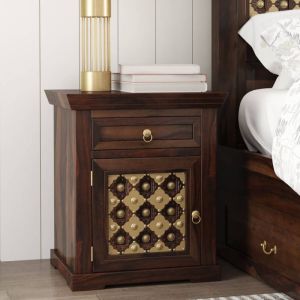 Brass Inlay Bedside Table