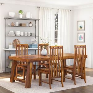 Foldable Solid Wood 4 Seater Dining Table Set