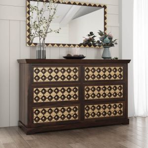 Niksa Royale Solid Wood Brass Inlay Dresser