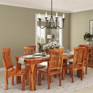 Stanford Solid Wood 6 Seater Dining Table Set