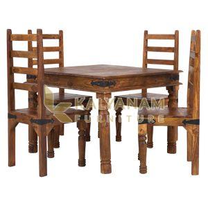 Merlin Solid Wood 4 Seater Dining Table Set