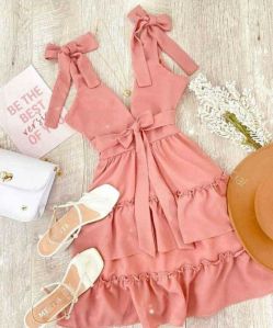 Shoulder Tie Ruffle Dress