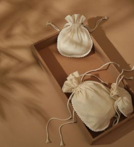Cotton Pompom Potli Bag