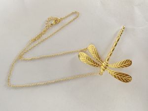 Dragonfly Gold Plated Chain Brass Necklace