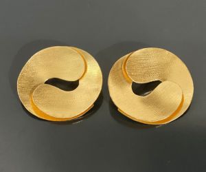 Round Gold Plated Handmade Brass Earrings