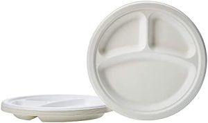 3 CP Round Sugercane Bagasse Disposable Plate