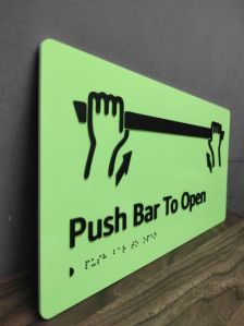 Push Bar To Open Braille Signage