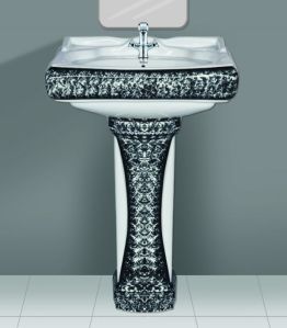 Black Designer Series Polo Wash Basin Pedestal Set