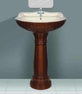 Wooden Designer Series Star Gold Wash Basin Pedestal Set