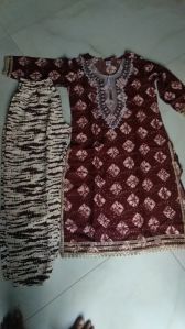 maroon embroidery palazzo kurti set