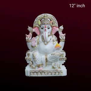 12 Inch Chauki Ganesh statue