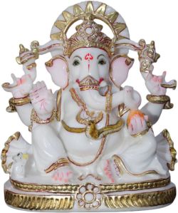 Synthetic Marble Naag Ganesh Statue