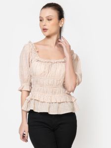 Women Cotton Seersucker Top