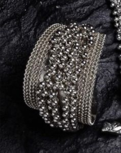 Silver Oxidised Ghungroo Bracelet