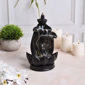 Black Small Adiyogi Styled Smoke Backflow Cone Incense Holder