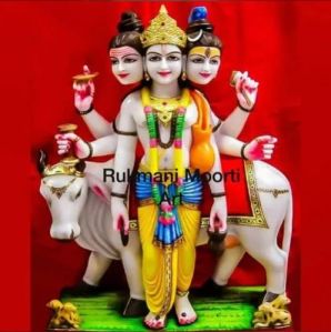 Multicolor Marble Dattatreya Statue