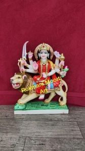 Multicolor Marble Durga Statue