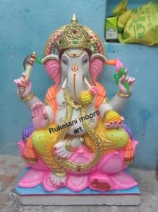 Painted Marble Ganesh Statue