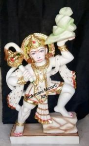 Painted Marble Hanuman Statue