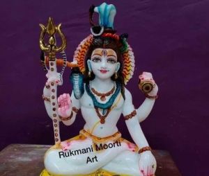 Painted Marble Shiva Statue