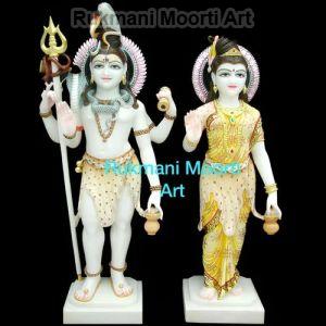 Marble Standing Shiv Parvati Statue