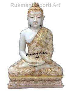Painted Marble Buddha Statue