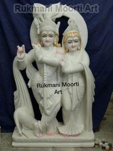 White Marble Jugal Radha Krishna Statue