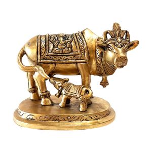 Brass Cow Calf Statue