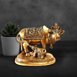 Brass Cow Calf Statue