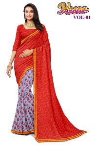 printed synthetic sarees