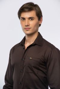 Mens Brown Stretchable Full Sleeves Cotton Shirt