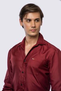 Mens Red Stretchable Full Sleeves Shirt