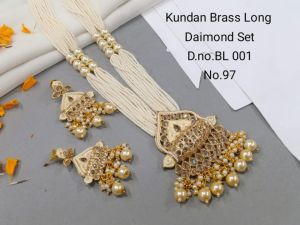 Kundan Brass Long Necklace Set