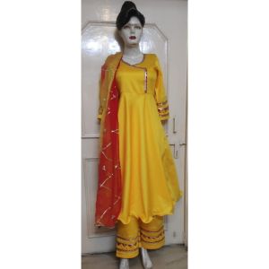 Yellow Gota Work Anarkali Suit