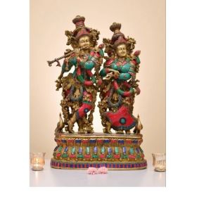 Brass Radha Krishna Statue