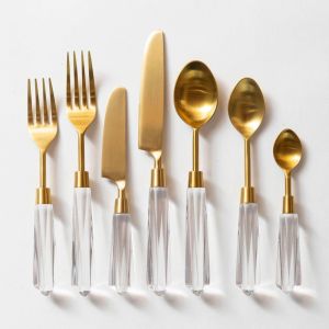 lucite gold cutlery set