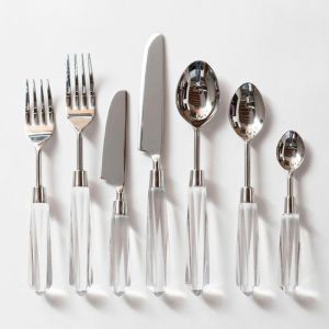 lucite silver cutlery set