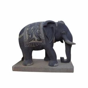 Black Elephant Marble Statue
