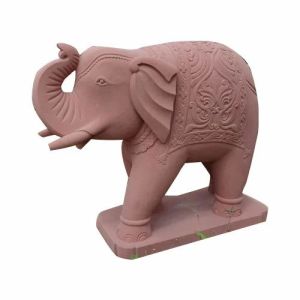 Red Elephant Marble Statue