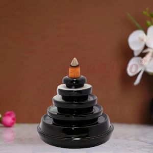 New Resin Round Pyramid Black Back Flow Smoke Fountain